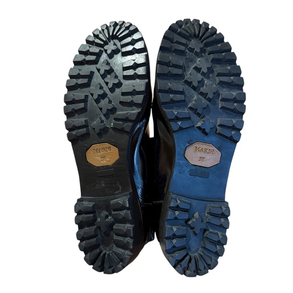 Marni Glossy Black Leather Moto Biker Boots Size 38 - Picture 4 of 5